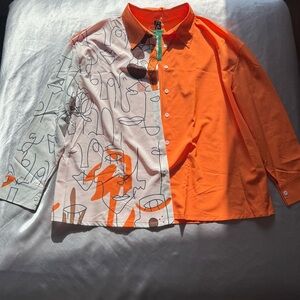 Orange and White Graphic Shirt